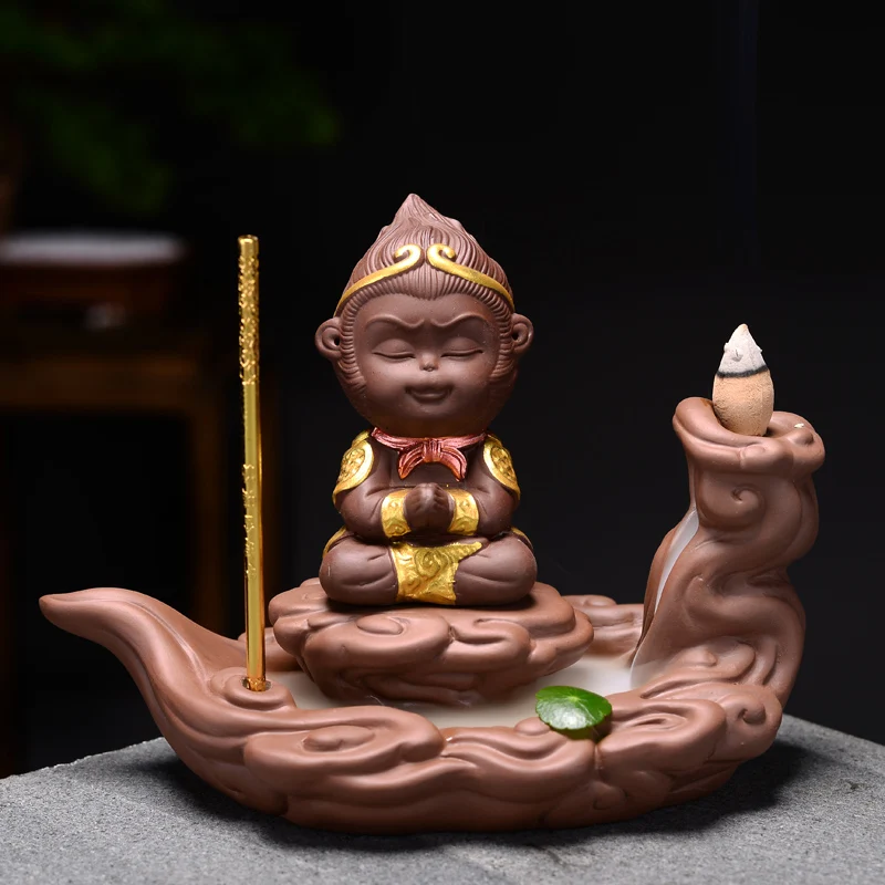 

Smoke Waterfall Backflow Incense Burner Scentsy Monkey King Incense Burner Creative Zen Office Inciensos Aromaticos Home Decor