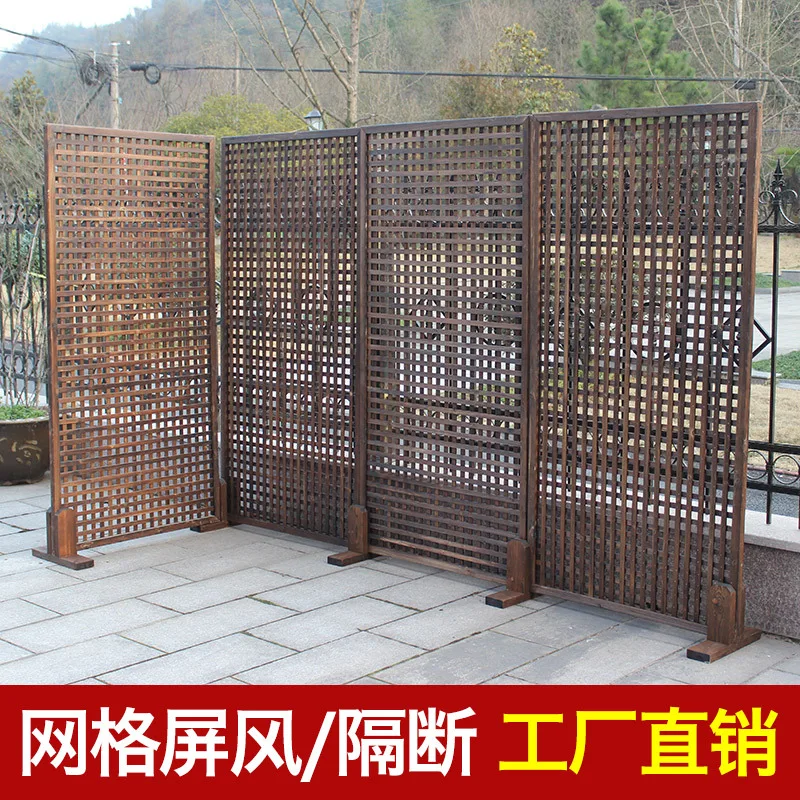 Preservative wood grid Outdoor planting guardrail Screen partition Solid wood fence