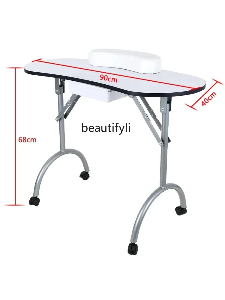 Dobrável Professional Nail Desk, Suporte de mão para Nails Art, Manicure, Tattoo Salon Station, Móveis com mesa de armazenamento