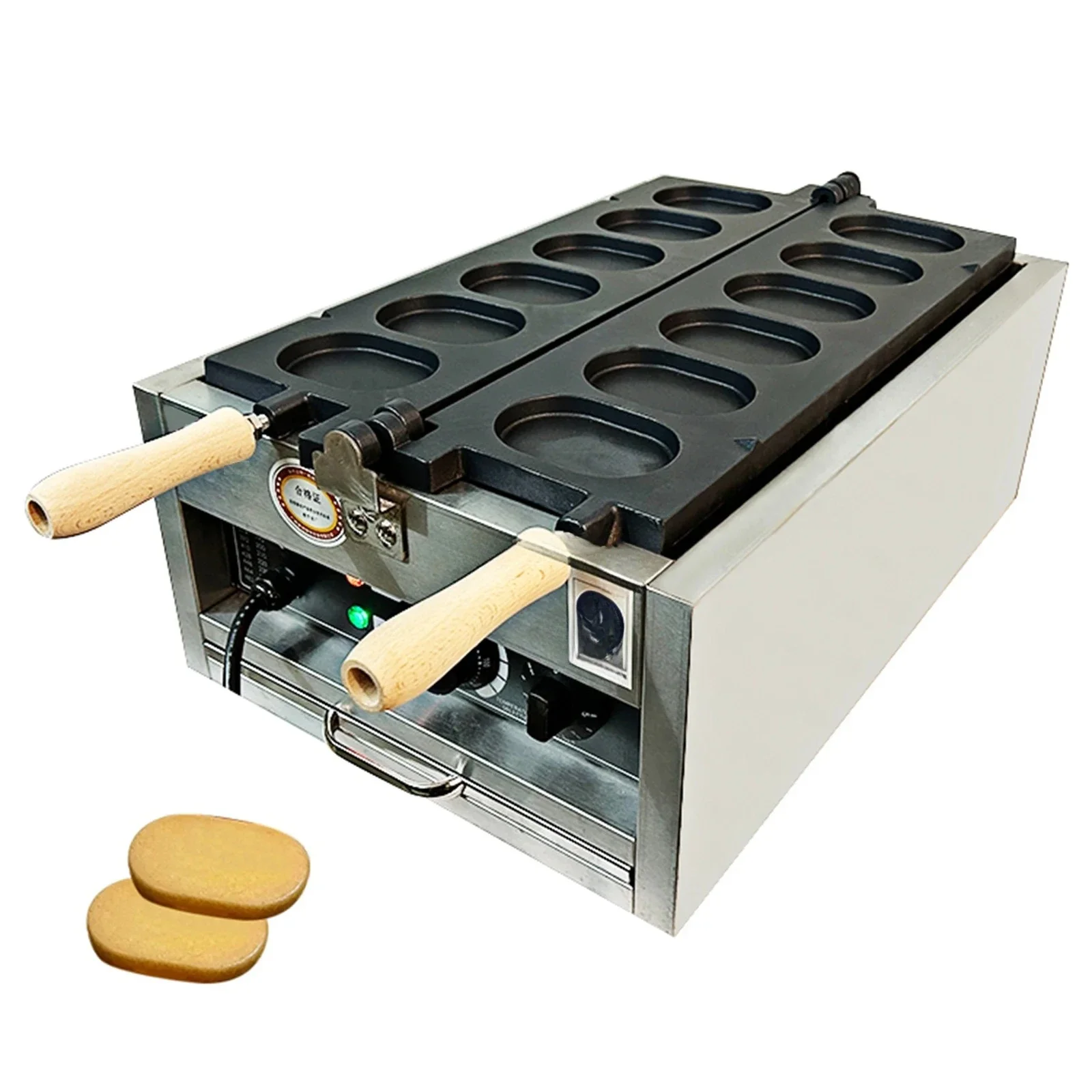 Commercial Electric Egg Shaped Waffle Maker Machine 12pcs Nonstick Stainless Steel Temperature Time Control New Snack Waffle