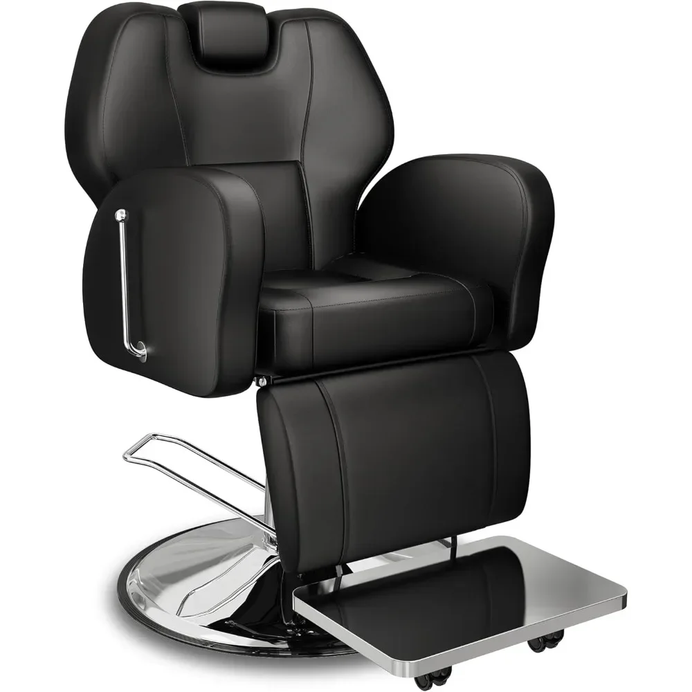 

Reclining Barber Chair, All-Purpose Hair Chair with Heavy-Duty Steel Frame,Beauty Chair with Removable Headrest