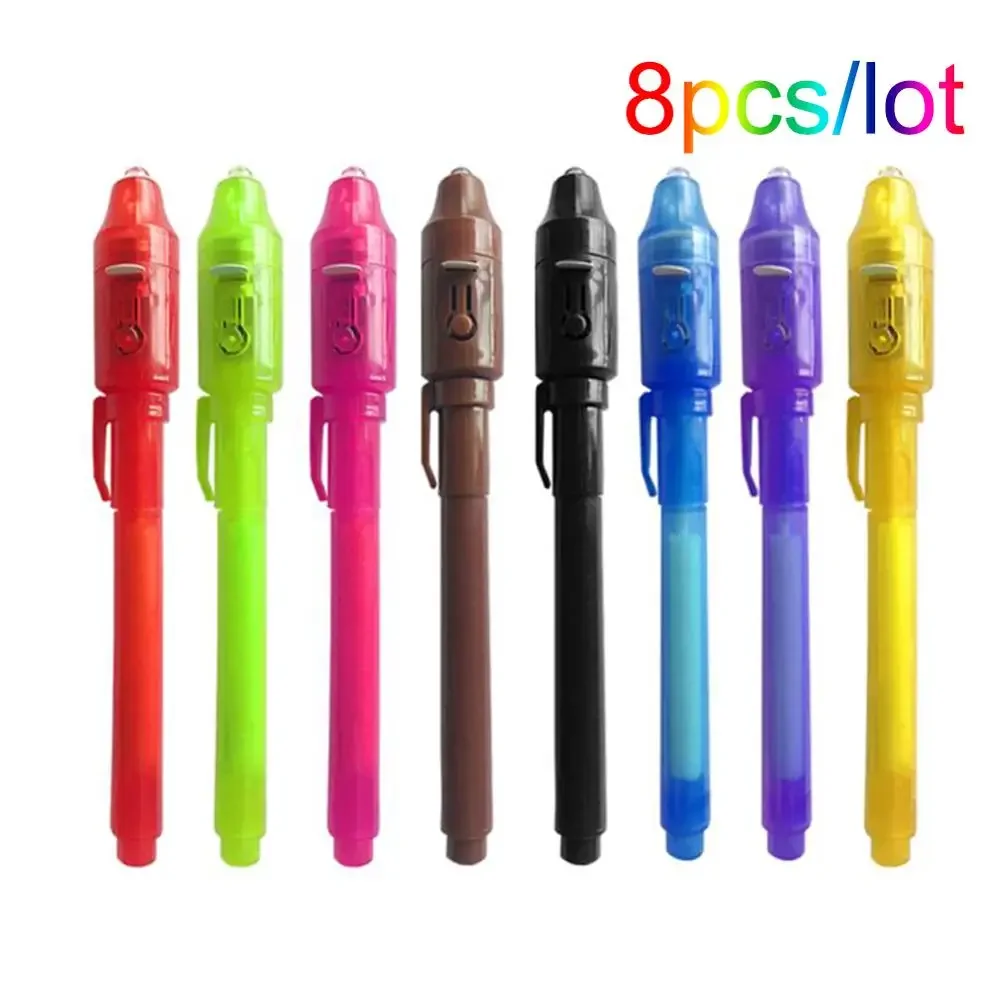 8 pz/lotto penna a inchiostro invisibile 2 In 1 Magic Light Pen, penne per messaggi Secrect, per disegnare attività divertenti bomboniere per bambini regalo