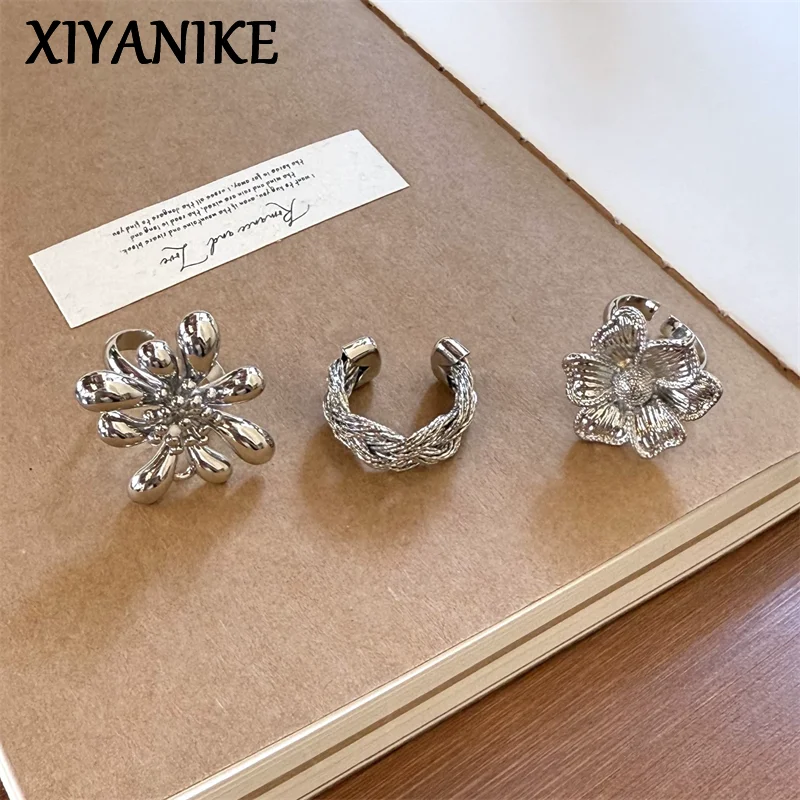 

XIYANIKE Woven Flower Adjustable Open Finger Rings For Women Punk Fashion New Jewelry Accessories Gift Party Rock anillos