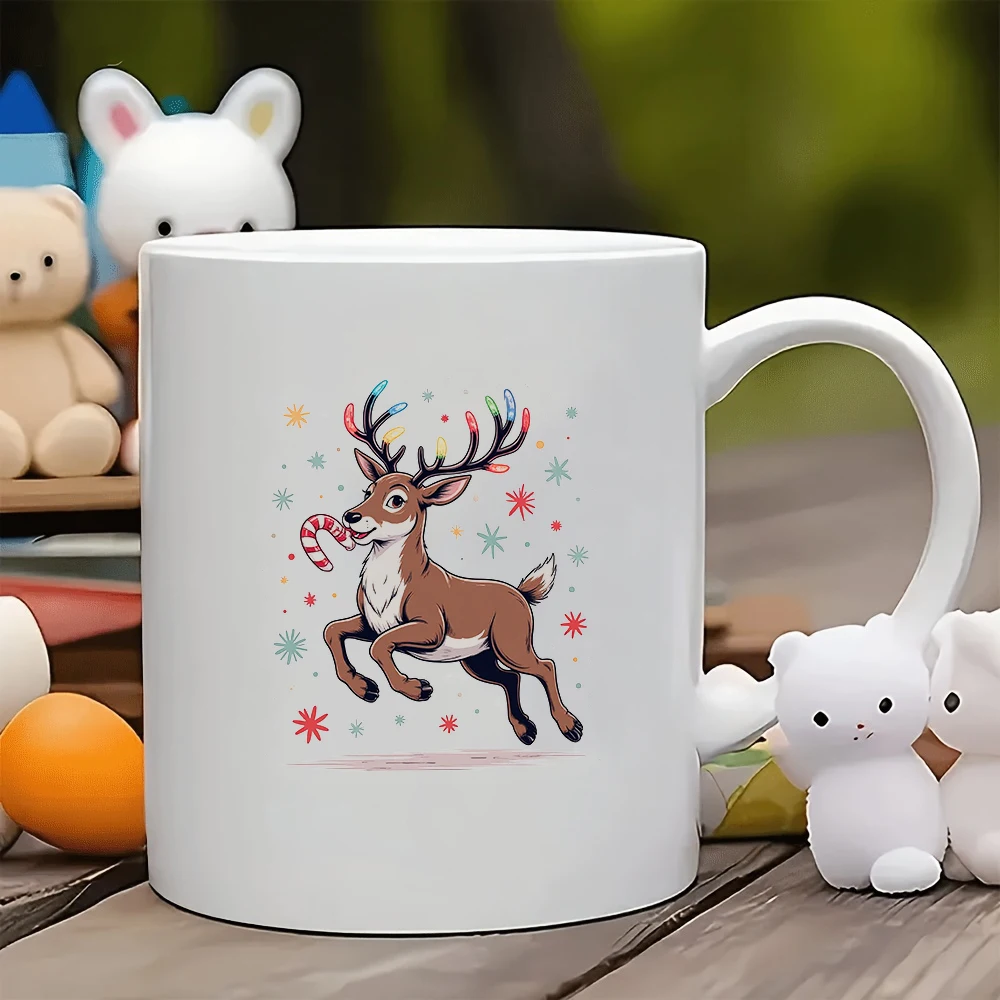 

11oz cartoon deer horn light bulb mug Christmas gift kids cup family office creative coffee mug