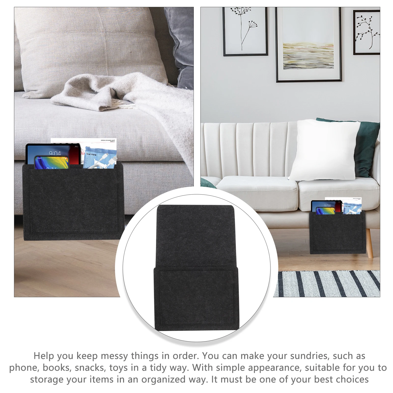 

Premium Felt Bedside Storage Pocket Hanging Organizer Bag Sofa Arm Storage Holder