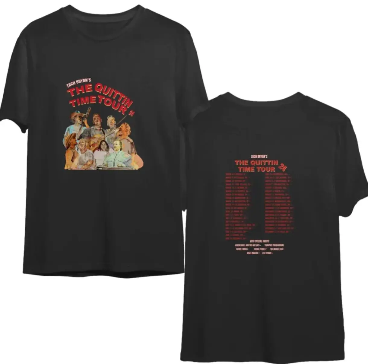 Zach Bryan The Quittin Time Tour 2024 Front And Back T Shirt, 2 Sided T Shirt