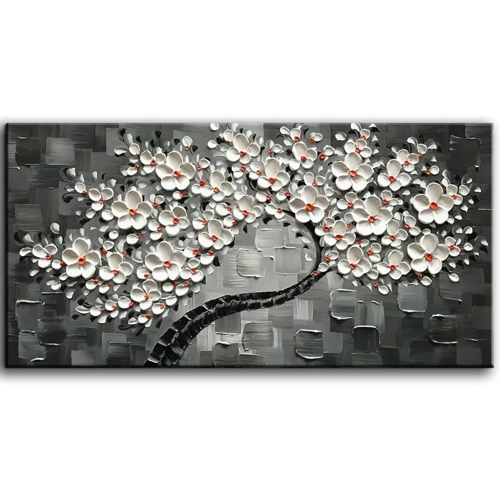 

24x48inch Flowers Contemporary Art Oil Painting Abstract 100% Hand-Painted 3D Abstract Art Canvas Wall Art Free Shipping