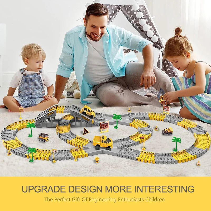 333pcs DIY Race Flexible Railway Racing Play Game Set Track Rail Car Toys Children Bend Electronic Educational for Magic Brain