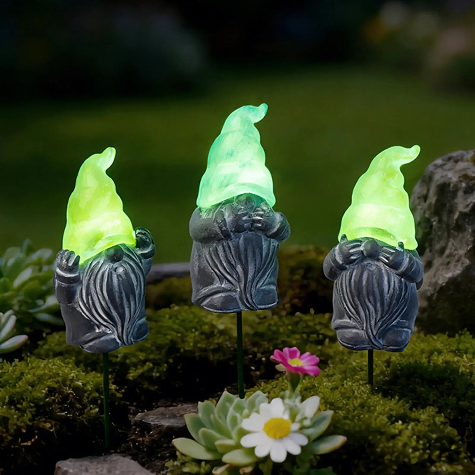 Spring Yard Stakes 3-Piece Decorative Glowing Yard Art Garden Art Stakes Lawn Ornaments For Lawn Patio Porch Flower Bed Plant