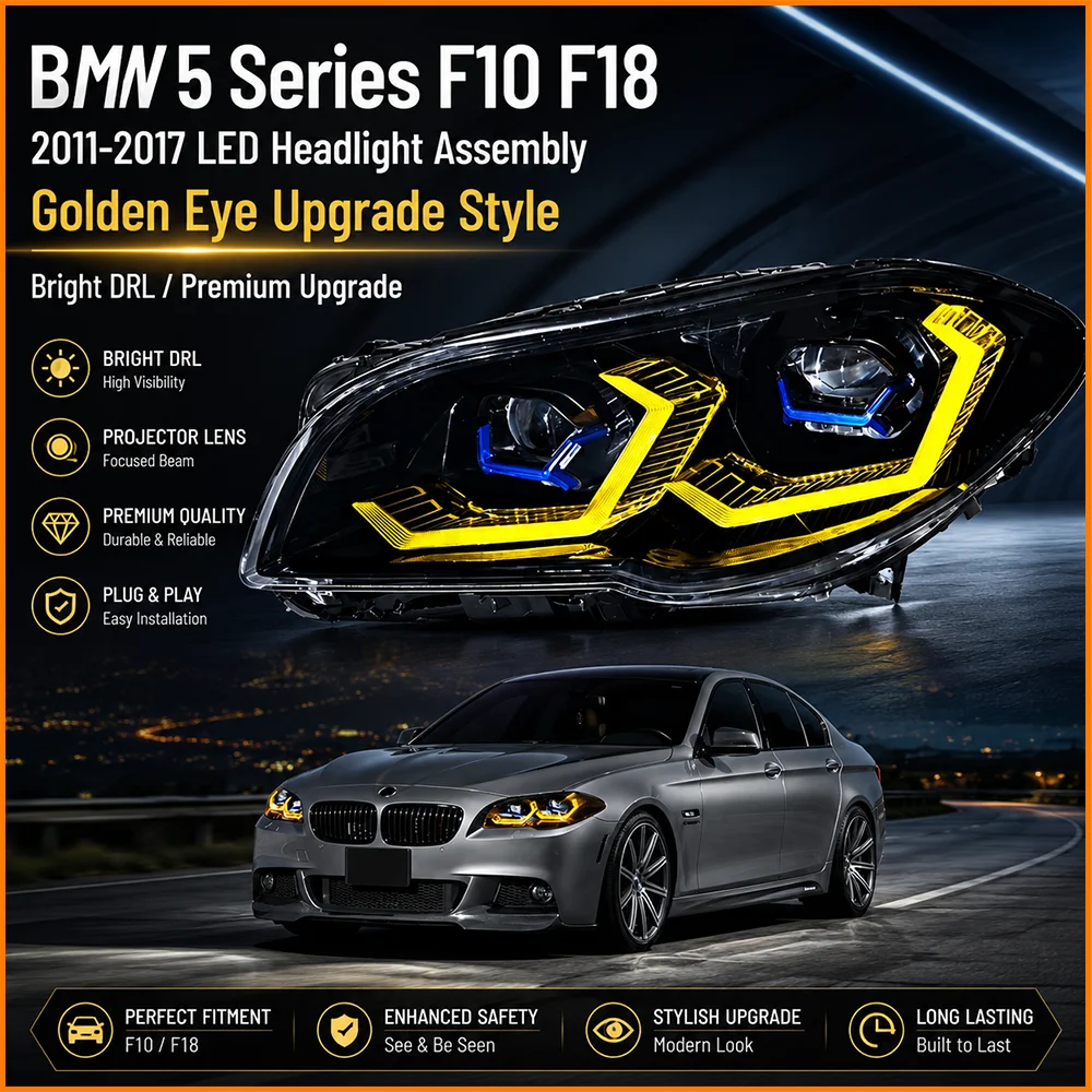 For BMW 5 Series F10 F11 F18 LED Headight Assembly Upgrade OSS Dual Direct Laser Proiector Lens 2011 2012 2013 2014 2015 2016