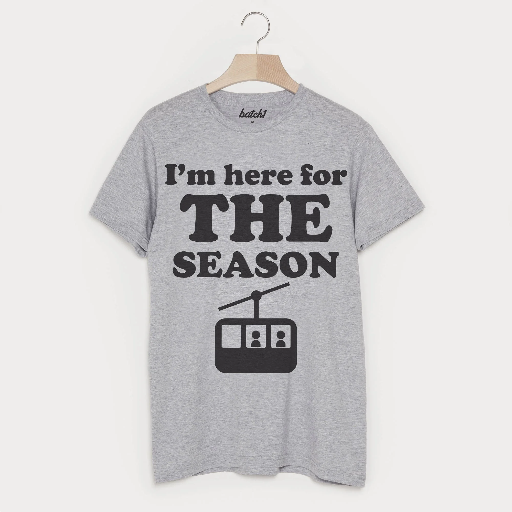 Here for the Season Men’s Retro Après Ski Snowboard Funny Slogan T-Shirt