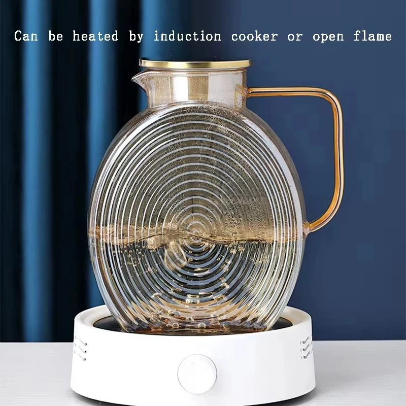 2.5L Nordic Snail Refrigerator Bottles Cold Water Cups Cool Kettle Glass Mug Large-Capacity Bottle Heat Resistant Home Amber Set
