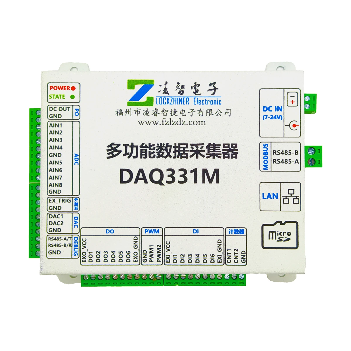 Multifunctional Data Collector Ethernet/RS485 Transmission 12 Bit 100KADC/DACDIDO Counter PWM