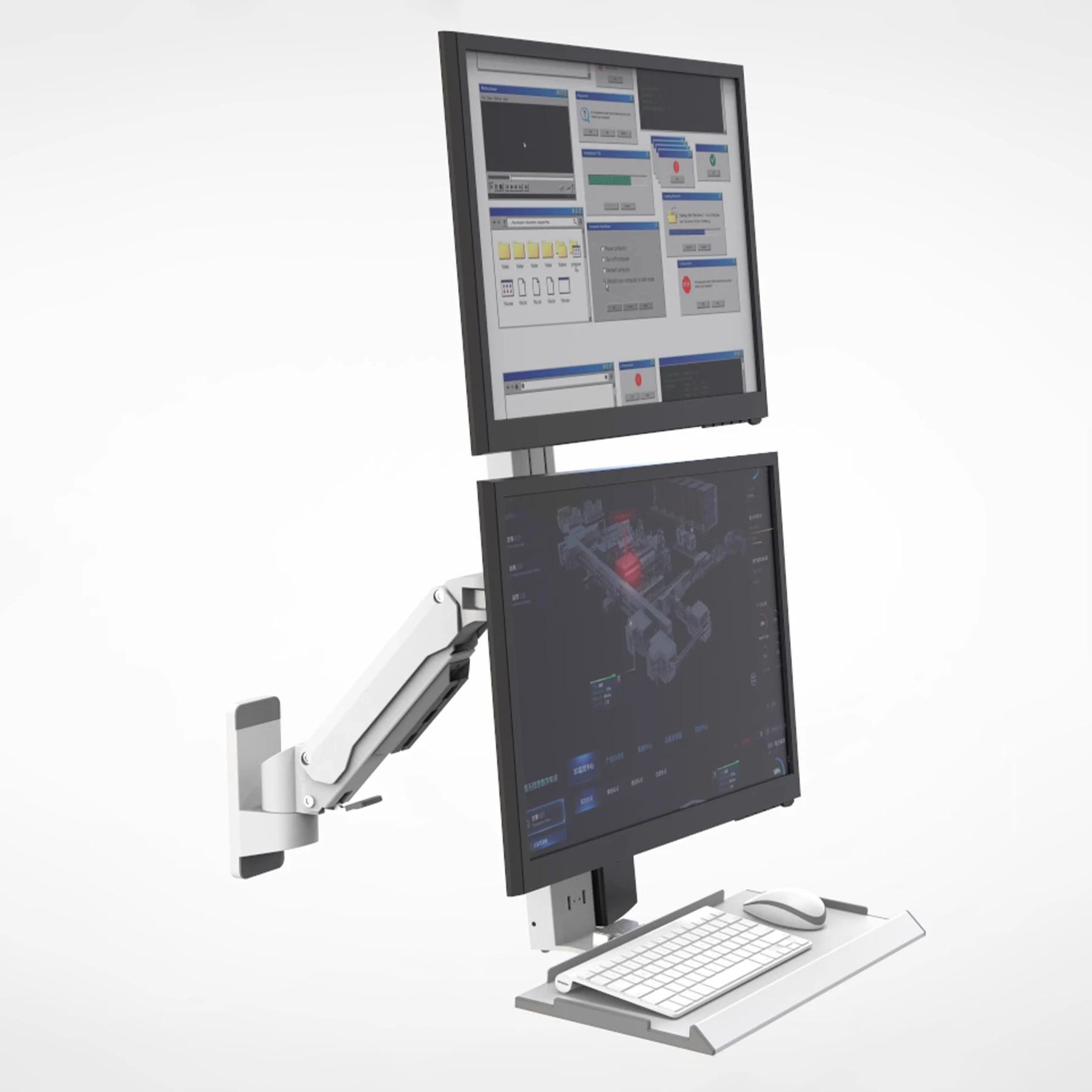 

Industrial Keyboard Tray T8-GAKB-SPB with 2 Monitor Mount USB Drive Barcode Scanner Holder OEM Customizable Workstation