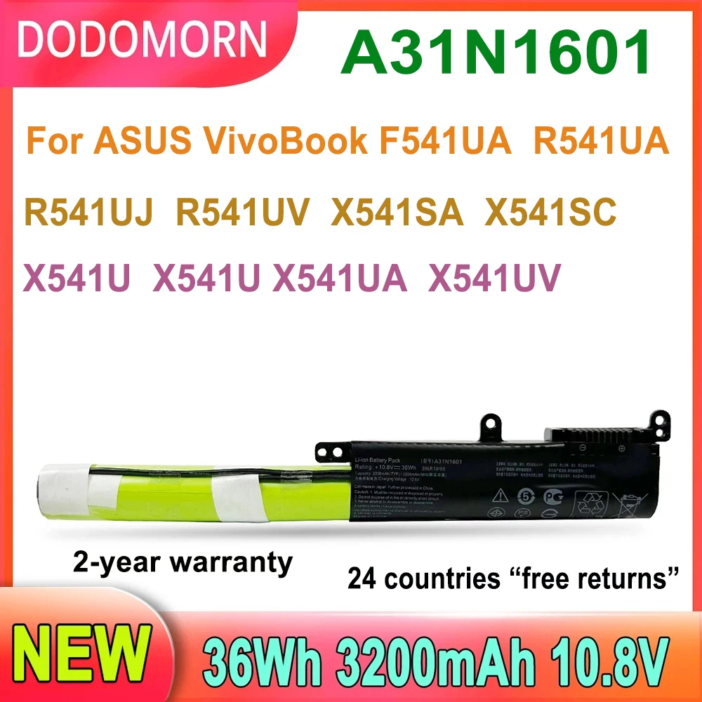 Новый аккумулятор для ноутбука A31N1601 ASUS VivoBook F541UA R541UA R541UJ R541UV X541SA X541SC X541U X541UA X541UV, гарантия 2 года Новый аккумулятор для ноутбука A31N1601 ASUS VivoBook F541UA R541UA R541UJ R541UV X541SA X541SC X541U X541UA X541UV, гарантия 2 года