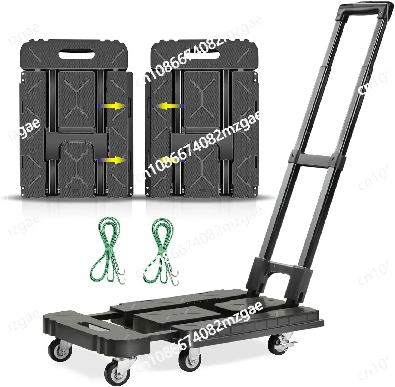 

150kg High Quality Black 6 Wheel Heavy Duty Full Foldable Hand Trolley Cart