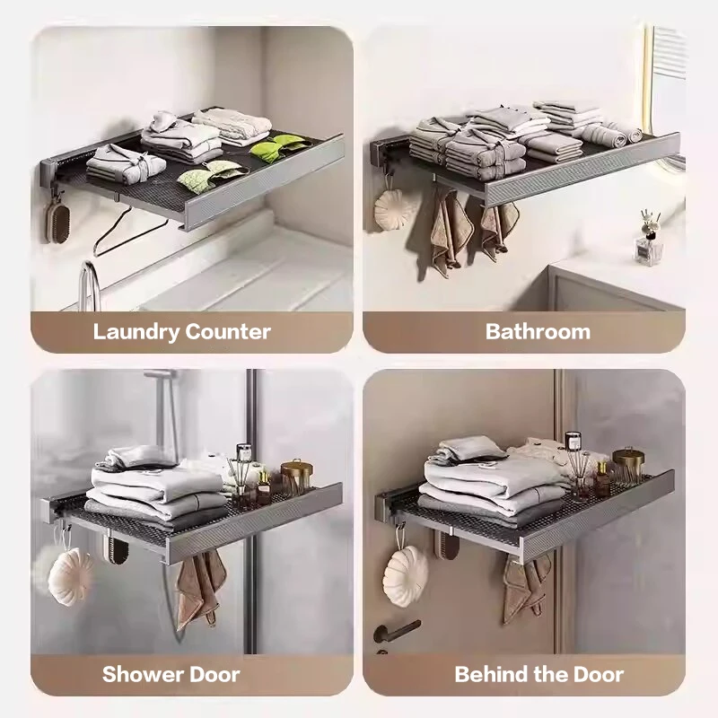 Versatile Compact Wall Mounted Foldable Retractable Drying Rack No Drill For Bathroom Laundry Sink Socks Shoes And Towels 4