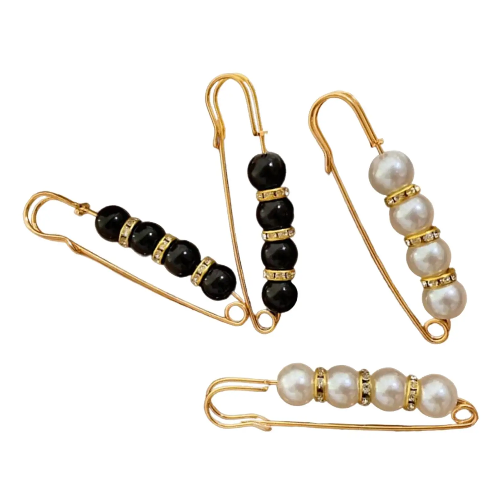 2-6pack 4Pcs Women Pearl Brooch Adjust Waist Pins for Sweater