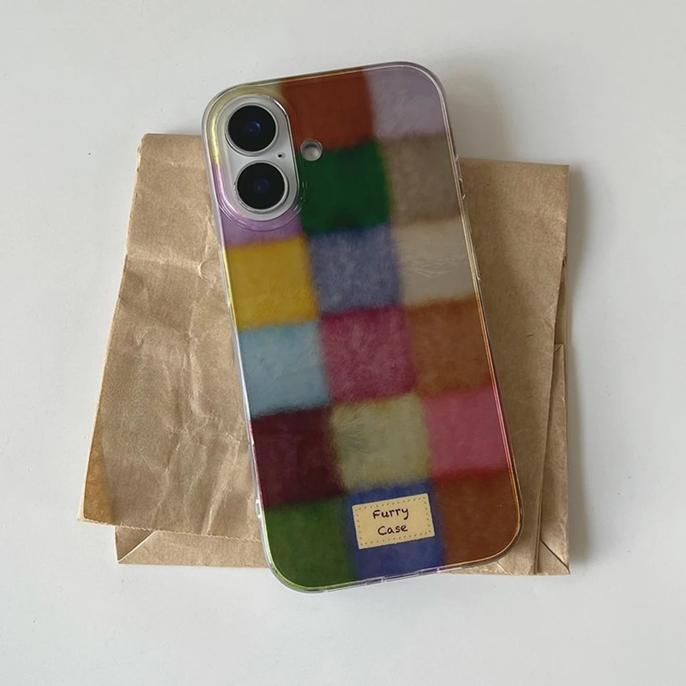 Color plaid luxury Phone Case for Samsung Galaxy S25 S24 S23 S22 S21 FE Ultra Plus 4G 5G Feather Texture Back Cover