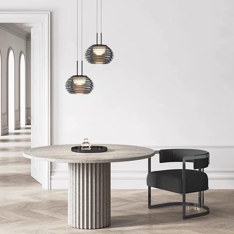 

Smoke Gray Glass Pendant Lamp Modern Living Room Bedroom Kitchen Cafee LED Hanging Lights Industrial Suspension Lighting