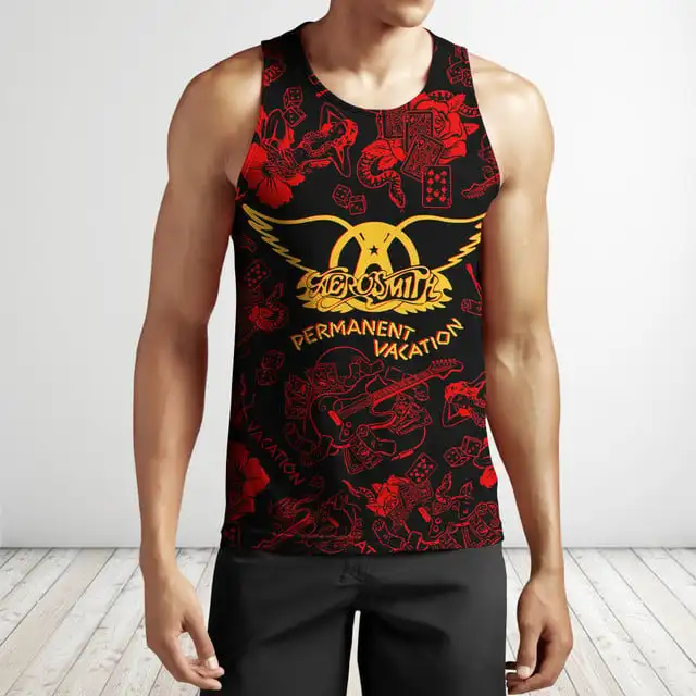 2025 novos homens aerosmith rock impressão 3d regatas moda hip hop tendência unisex streetwear verão das mulheres dos homens colete sem mangas camisas