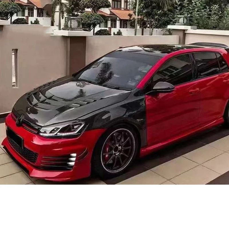 For VW Golf 7 7.5 MK7 gti 2014-2020 V Style Carbon Fiber Fibre Front Engine Hood Bonnet