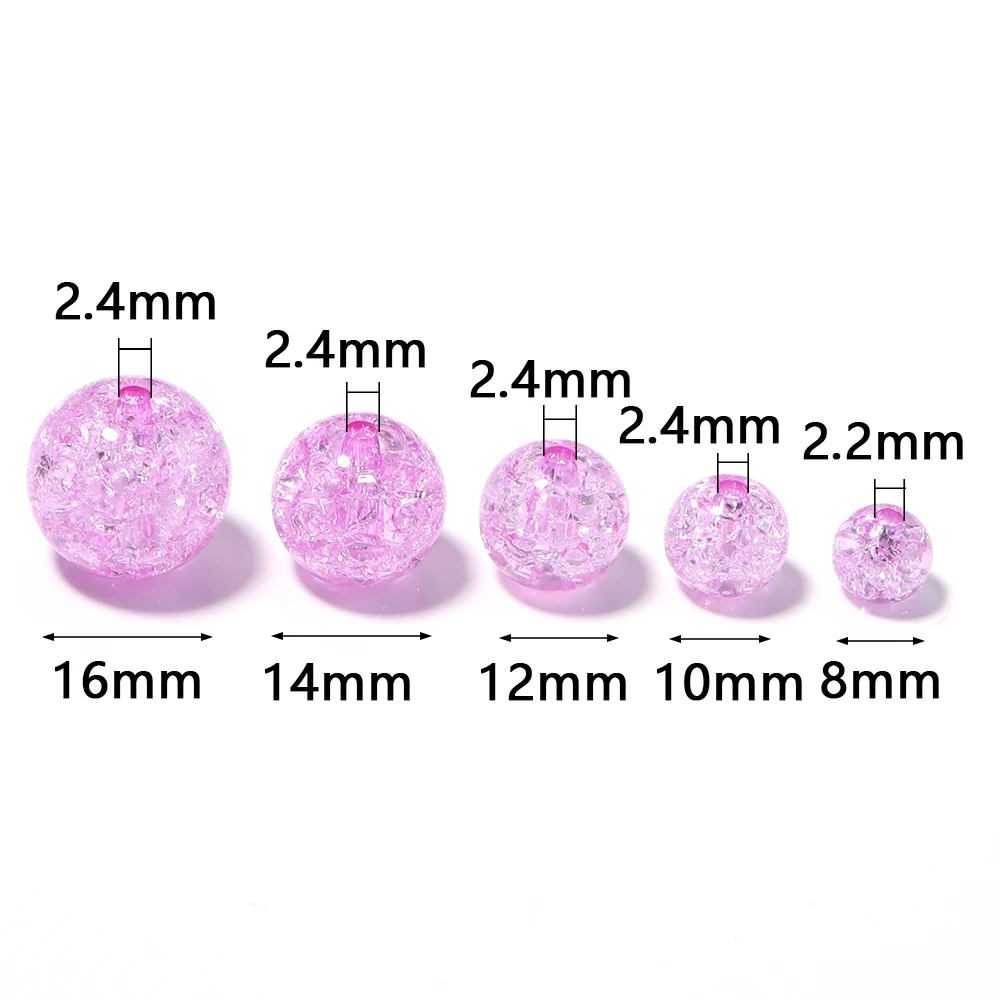 20-100pcs 8/10/12/14/16mm Cracked Acrylic Beads Candy Color Mixed Round Loose Beads For DIY Jewelry Making Bracelets Necklace image 2