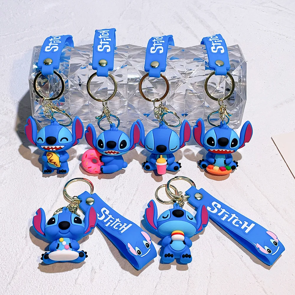 Dress up Stitch keychain soft plastic figurine PVC car keychain pendant doll machine gift