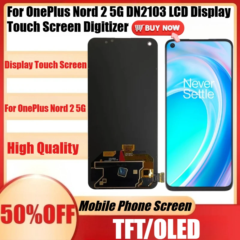 New TFT/OLED For OnePlus Nord 2 5G DN2103 LCD Display Touch Screen Digitizer For One Plus Nord2 5G DN2101 Display