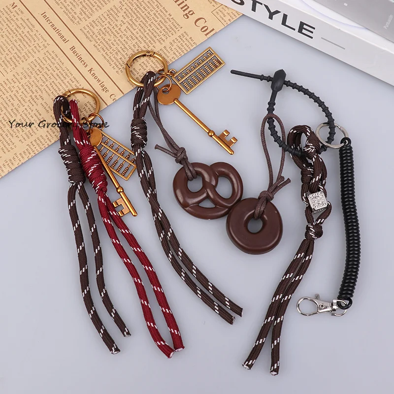 

Fashion Creative Braiding Rope Keychain Alkaline Water Small Bread Keyring Car Key Holder Bag Pendant Decoration Key Accessories