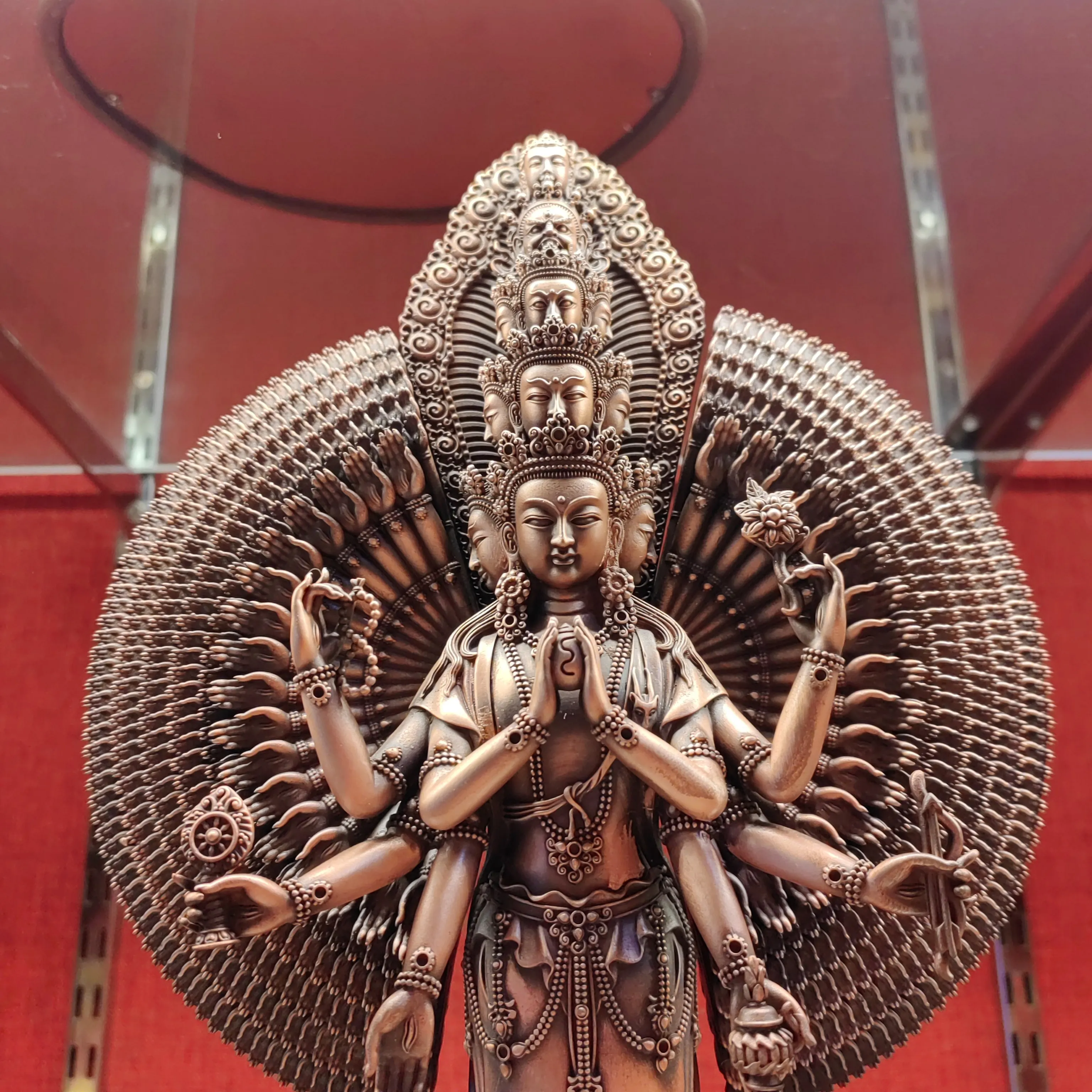 Qianshou Guanyin height 7 inches pure copper boutique Buddha statue