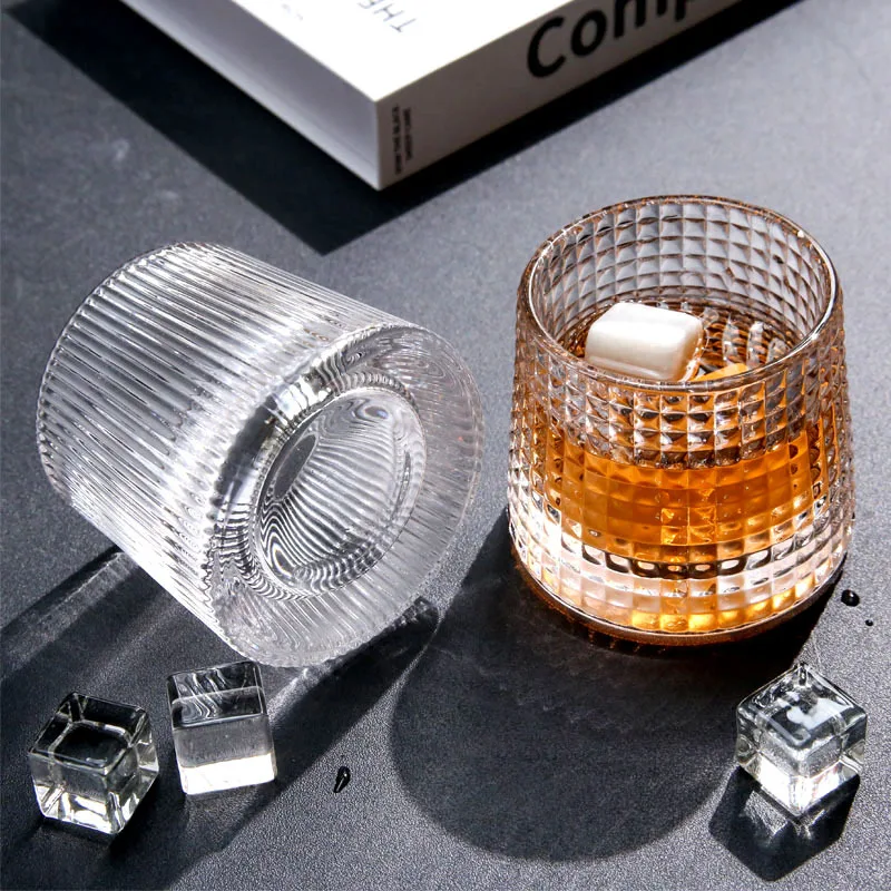 

4PCS Whiskey Glass Thick Crystal Whiskey Tumbler Glass Cup Gift Box Rock Barwaref For Party Wedding Birthday Festival Supplies