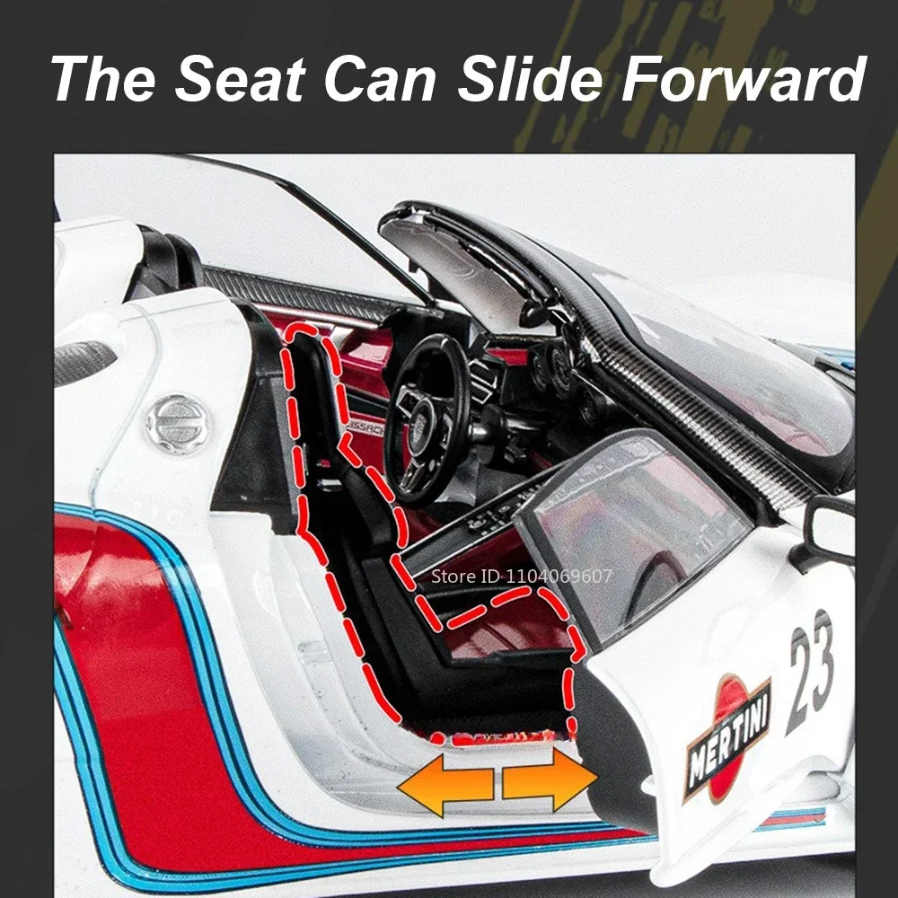 1:18 Martini V12 Model Samochodu Sportowego Zabawka Odlewana ze Stopu Dźwięk Światło Otwierane Drzwi Amortyzacja Supercar Zabawki dla Chłopców Prezenty