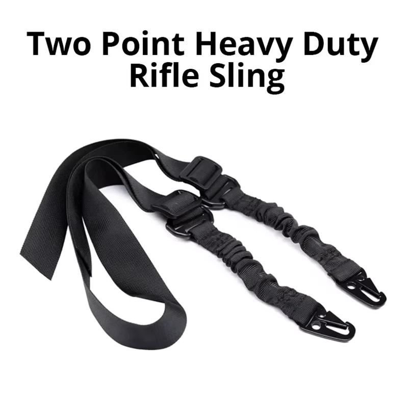Tactical Two Points Sling Bungee Shoulder Strap Durable Nylon Rifle Belt Heavy Duty Sling for Outdoor Hunting Sports Accessories