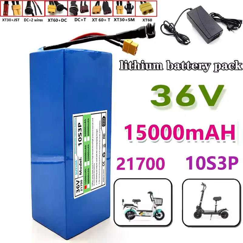 

New 21700 10S3P Lithium-ion Battery 36V 15Ah 1000W Power Tool Battery Outdoor Backup Battery with 30A BMS, 42V 2A Charger