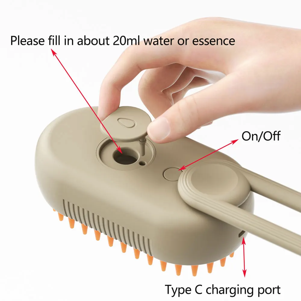 Rechargeable Steam Cat Grooming Brush Steamy To Remove Loose Hair 3 In1 Electric Self Cleaning Spray Dog Brush Massage Pet Combs