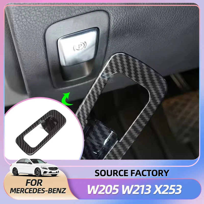 

Эмблемы, автомобильные аксессуары, ABS, карбоновая текстура, кнопка ручного тормоза, накладка для Mercedes Benz C E GLC Class W205 W213 X253