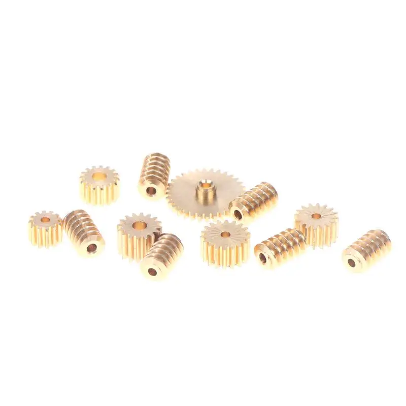1Set 0.5M Copper Worm Gear Drive Combination Set 12/15/16/18/32 Teeth 2MM/3MM 2MM Gold Step Hole DIY Model