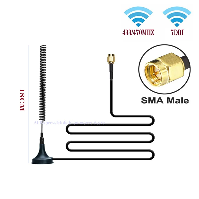 

12 dbi 433 МГц Антенна Полуволновая дипольная антенна SMA штекер с магнитным основанием для усилителя радиосигнала Беспроводной ретранслятор