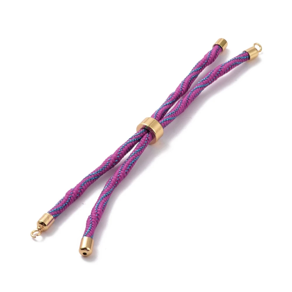 20Pcs Nylon Cord Silder Bracelets with Rack Plating Golden Brass Clasp for Connector Charm Bracelet Making 23x0.3cm