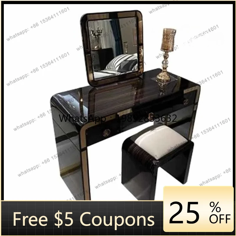 

W2 stool luxury drawers dresser eithe girl black box Women Makeup Dressing Table Storage Bedroom Modern
