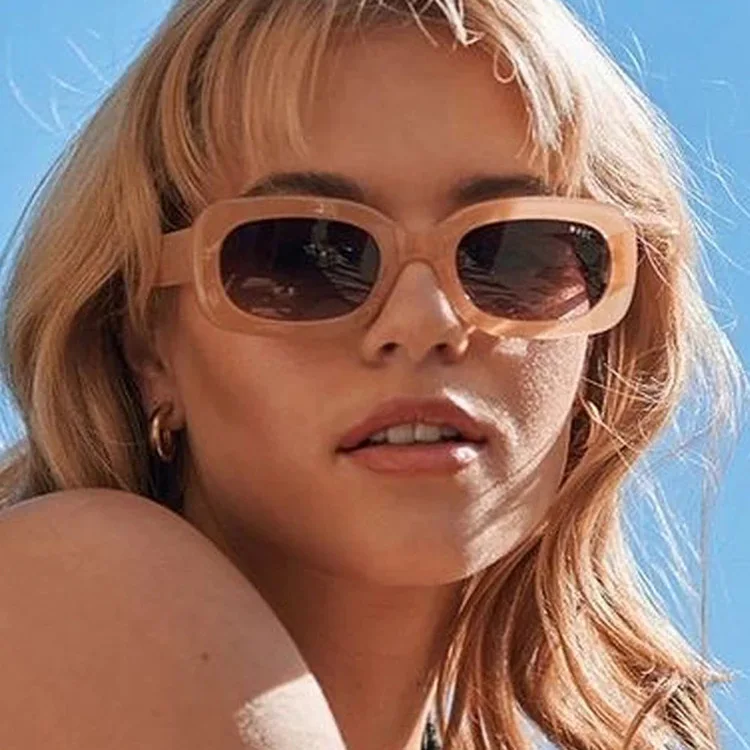 Vintage-Sonnenbrille mit quadratischem Rahmen, modisch, trendig, heiß, für Männer und Frauen, beliebt, Retro-Hip-Hop, weiblich – Detail 2