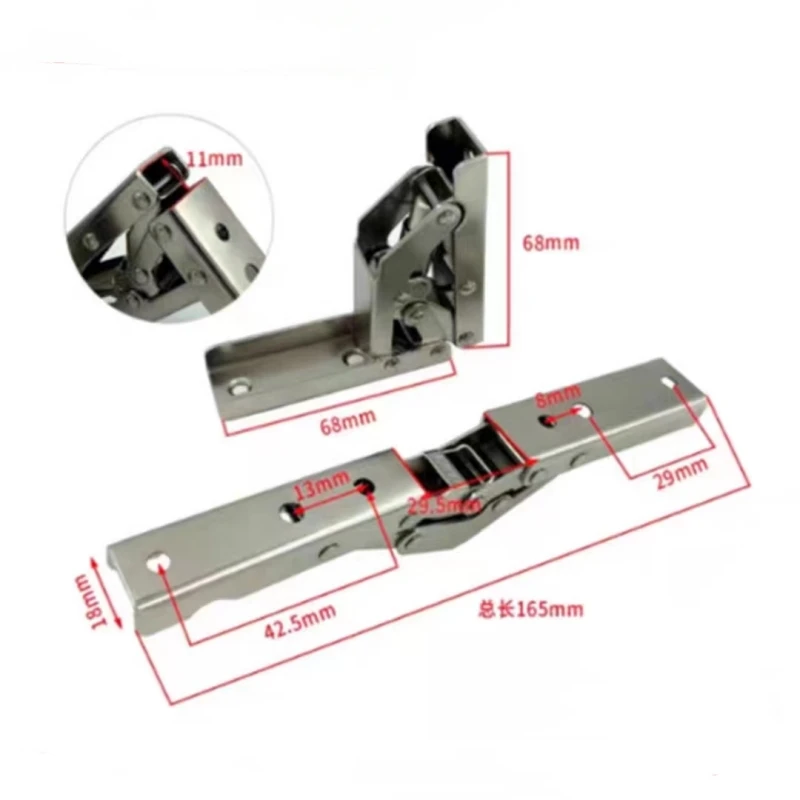 90Degree Hole-free Folding Hinge Table Legs Brackets 180 Degree Flat Spring  Folding Hinge Furniture Hardware Connector