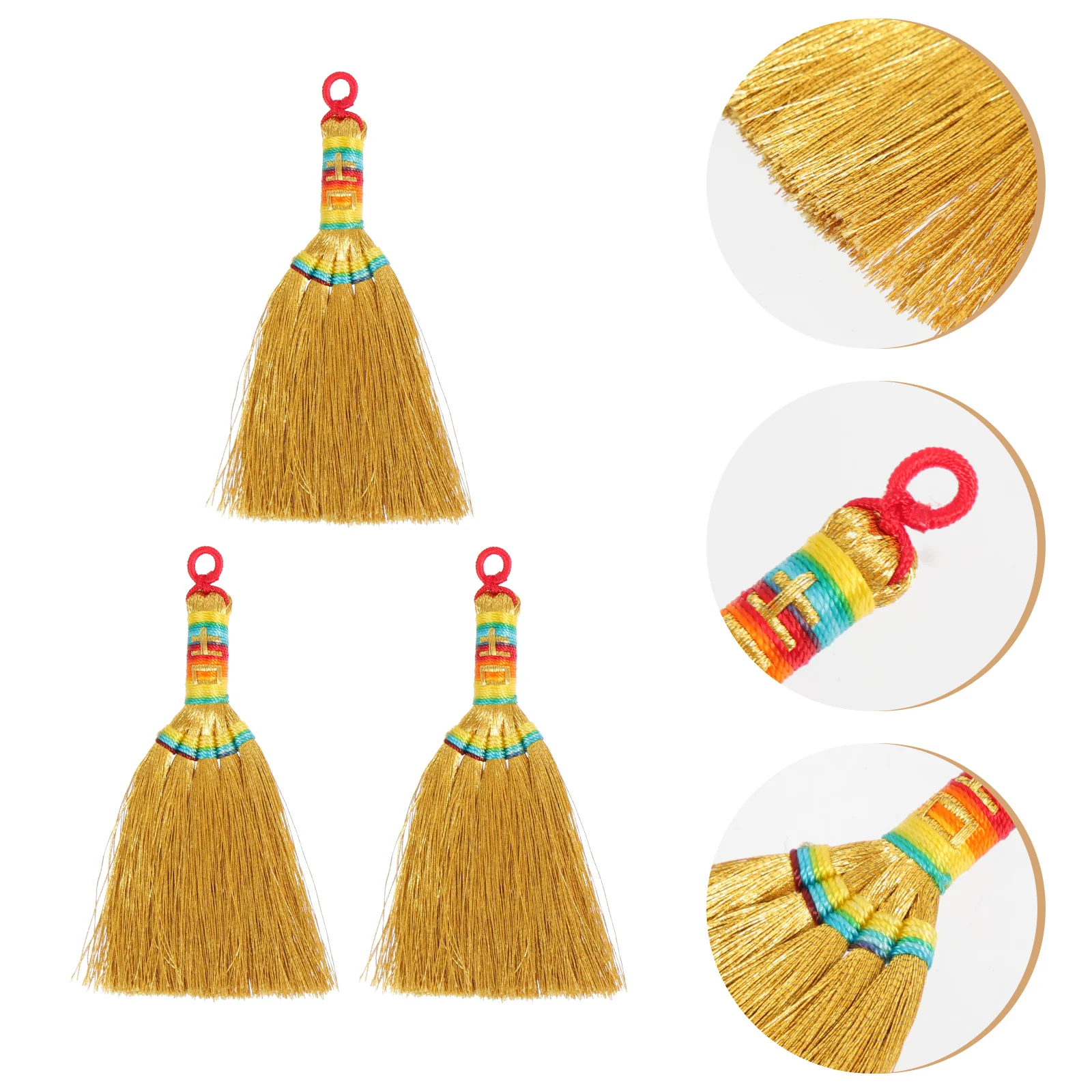 3 Pcs Broom Pendant Vintage Jewelry Halloween Decor Bracelets Charm Key Fob Retro Chain Pendants