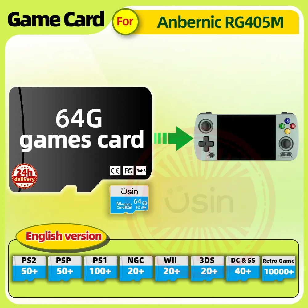 Memory Game Card For Anbernic RG405M RG405V English version Retro PS2 PSP Games Android Gaming portable Console SD Cards 64G