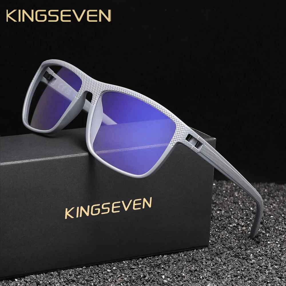 KINGSEVEN Anti-Blue Light Rectangle Glasses Transparent Lens Men/Women Computer Blue Ray Block Ultralight Comfort Eyeglasses