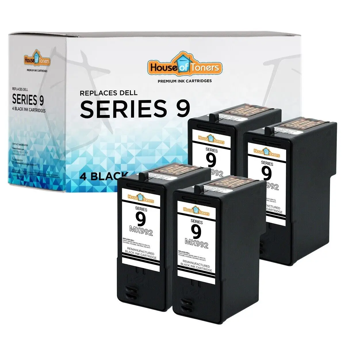 4 PK Series 9 MK992 Black Ink Cartridge for Dell 926 v305 v305w v305x Printer