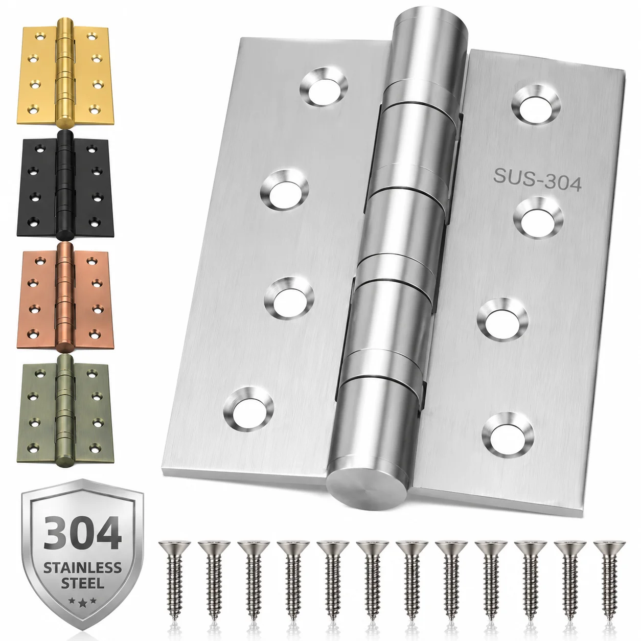 Stainless Steel Mute Hinge Room Door 4 Inch Bearings Hinges 3mm Thick Heavy Doors Strong Load Bearing Gemel Furniture Hardware