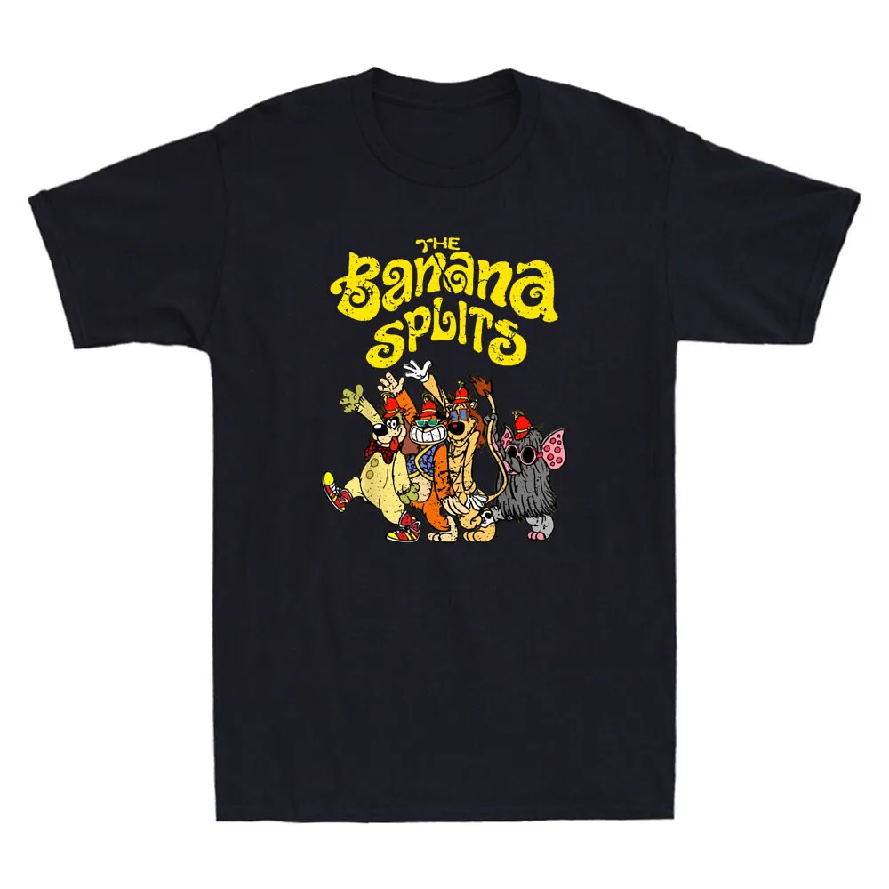 

The Banana Splits Funny Cartoon Meme Animals Lover Gifts Vintage Men's T-Shirt Summer Fashion Casual Comfort Soft Cotton Tees