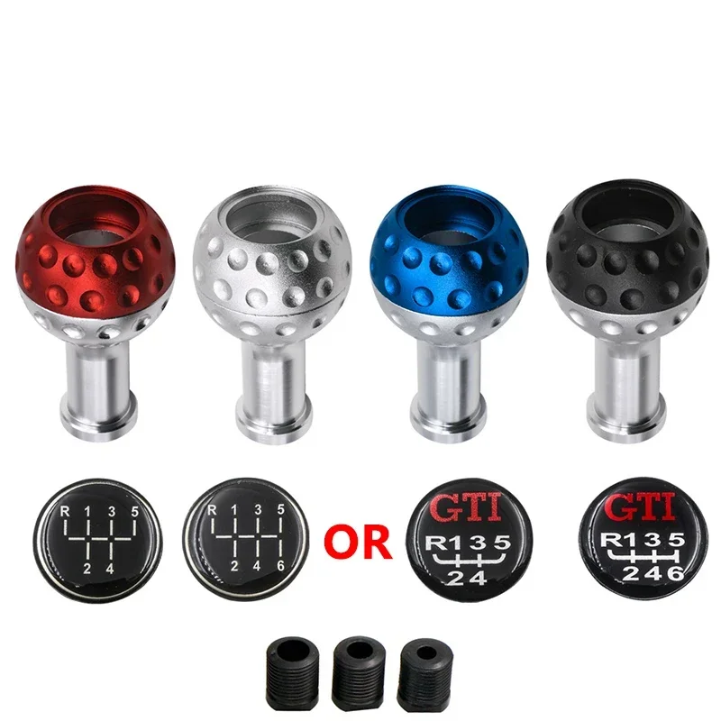 5&6 Speed Aluminium Gear Shift Knob with 8/10/12mm Adapters Universal For VW Scirocco for Jetta Golf Ball Black Silver